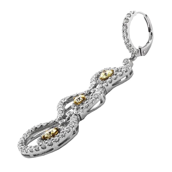 Stunning 18k white gold earrings with white and yellow diamond NE-172205, right