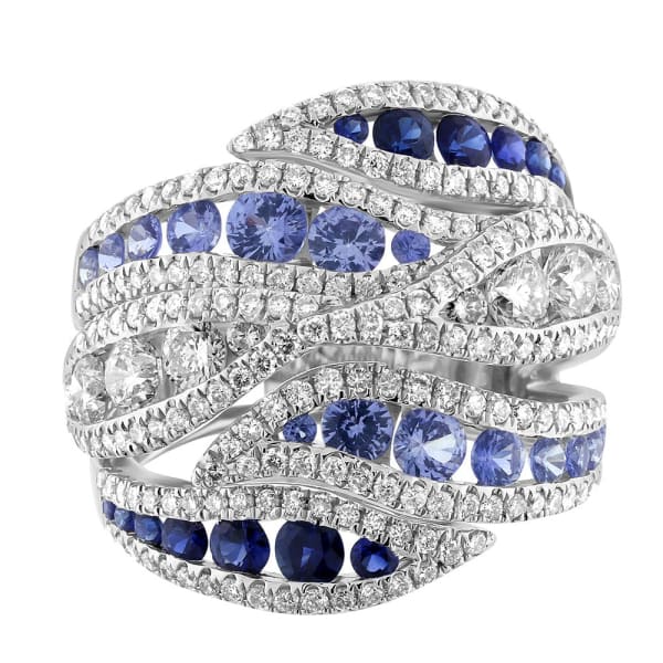 Stunning 18k white gold sapphires and diamond cocktail ring R7914