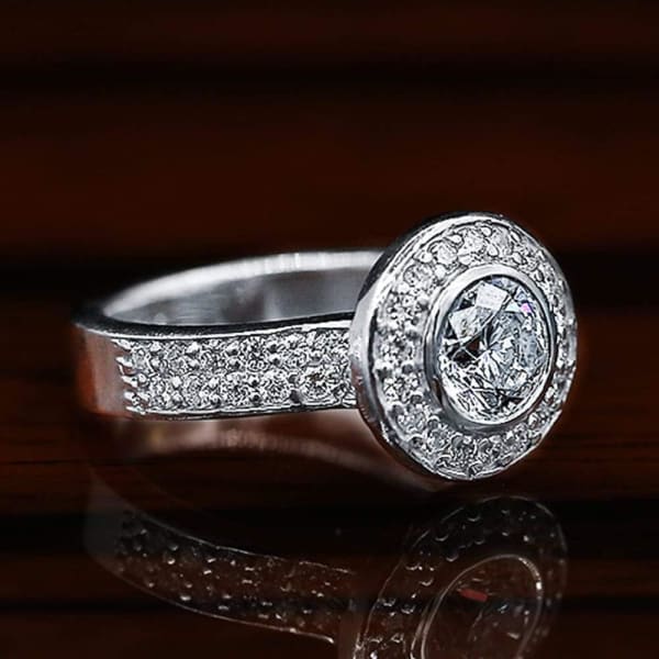 Stunning Halo Engagement Ring With Center 1.35ct. Round Diamond RN-173500