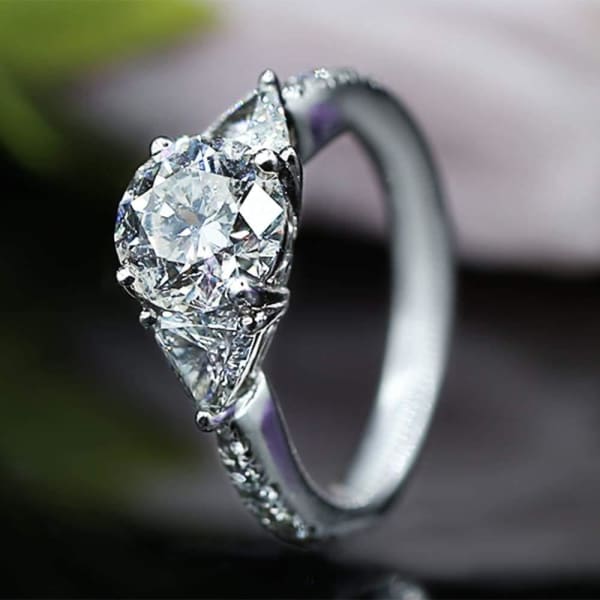Three-Stone Engagement Ring with Center 2.34ct Round Diamond RN-179300, enlarged image