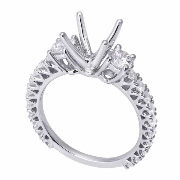 Three-stones setting 18K white gold ring is accentuated with dazzling 1.30ctw white round diamonds KR06778XD100, Main view