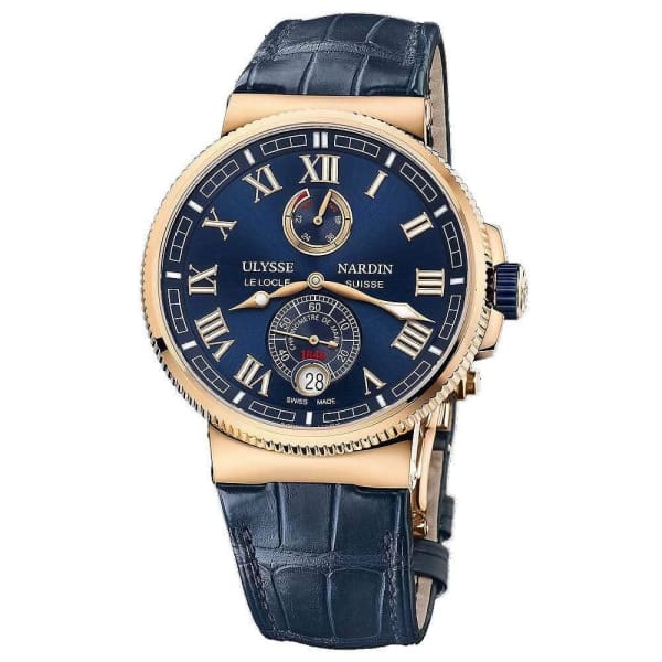 Ulysse Nardin Marine Chronometer Manufacture 43mm Rose Gold Leather Strap Watch 1186-126/43