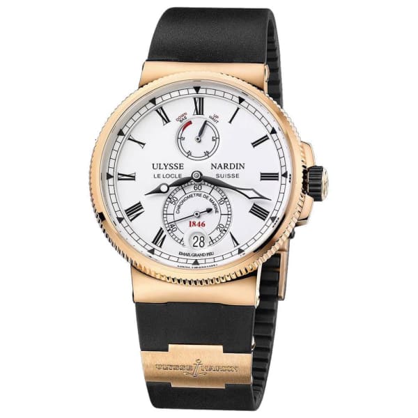 Ulysse Nardin Marine Chronometer Manufacture 43mm Rose Gold Rubber Strap Watch 1186 126 3 E0