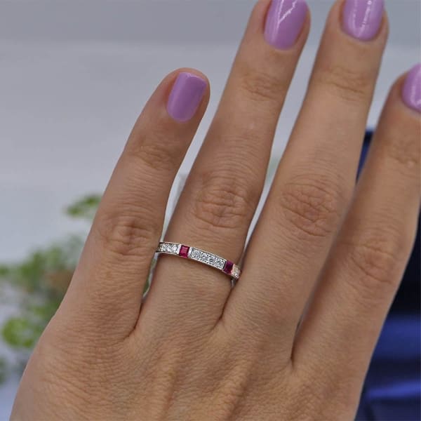 Unique Half-Way Eternity Diamond Ring KR10548-1, Ring on a finger