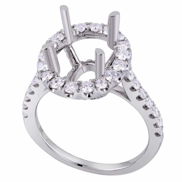 Unique modern design halo setting 18k white gold ring .95ctw diamonds KR12472XD300, Main view