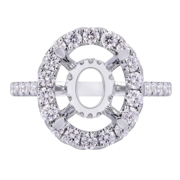 Unique modern design halo setting 18k white gold ring .95ctw diamonds KR12472XD300
