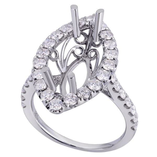 Unique modern halo setting 18k white gold ring with 1.15ctw diamonds KR12471XD400, Main view