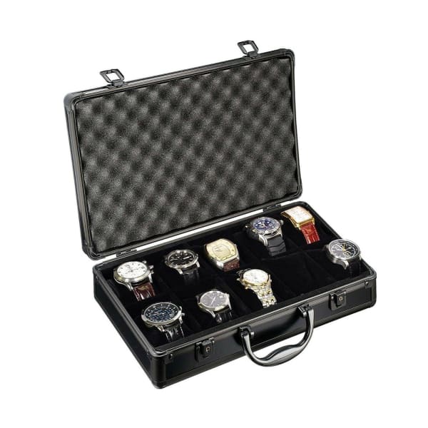 Watch Storage Case Aluminum Metal Briefcase for 10 Watches