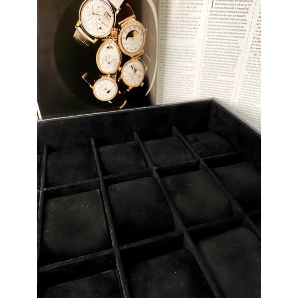 Watch Storage Case Leather Carbon Fiber for 18 Watches