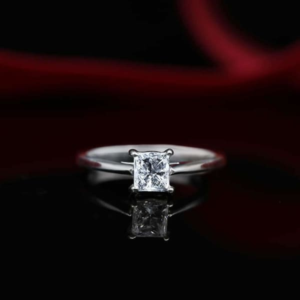 White Gold Engagement Ring with Solitaire 1.01ct Princess Cut Diamond Eng-12500, Main view