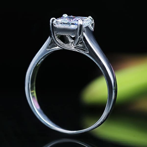 White Gold Engagement Ring with Solitaire 1.10ct Princess Cut Diamond RN-12750