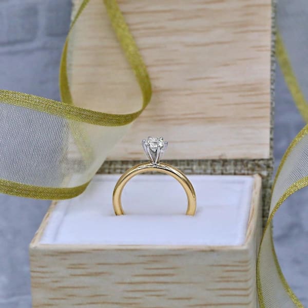 Yellow Gold Solitaire Engagement Ring with Natural Round Diamond ENG-2505, Ring in packing