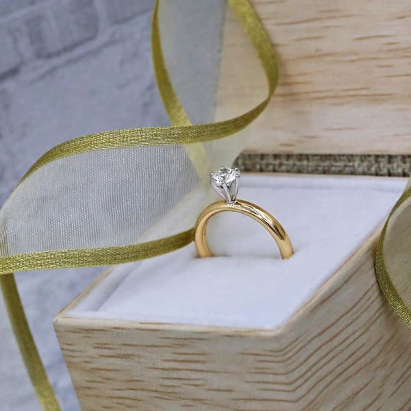 Yellow Gold Solitaire Engagement Ring with Natural Round Diamond ENG-2505, left