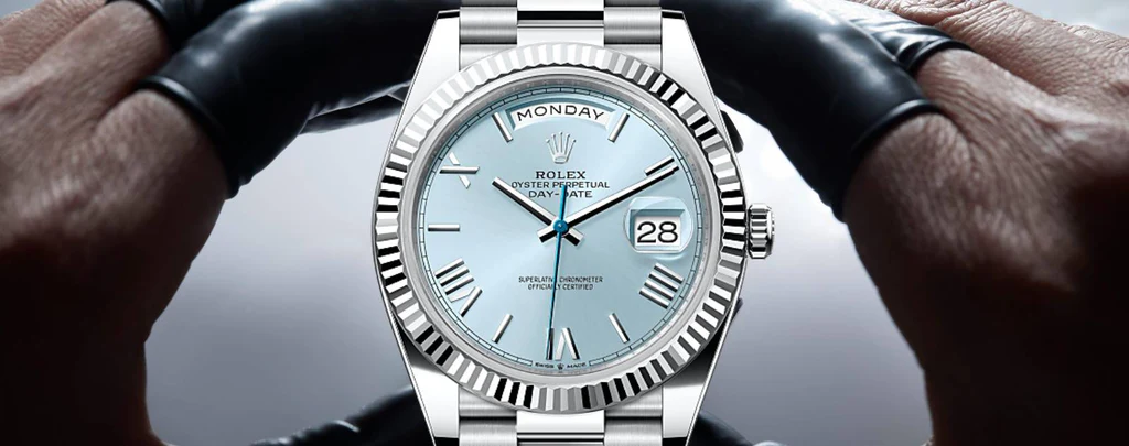 rolex day-date blue roman dial