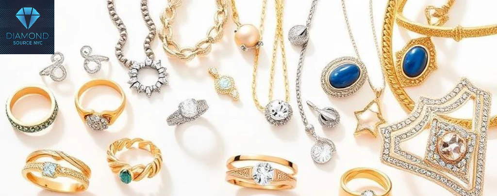 A collage of stylish, high-quality jewelry pieces displayed in a way that suggests affordability