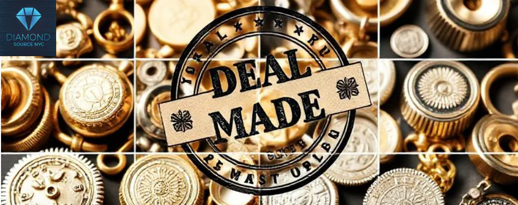 A collage of gold and silver items with a 'Deal Made' stamp, summarizing the successful process.