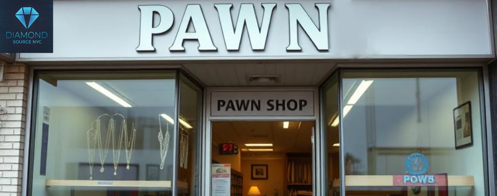 The exterior of a pawn shop, subtly suggesting a place for quick financial transactions