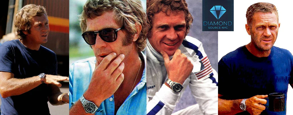 Steve McQueen wearing the Rolex Submariner in Bullitt.