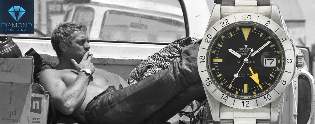 Steve McQueen wearing the Rolex Explorer.