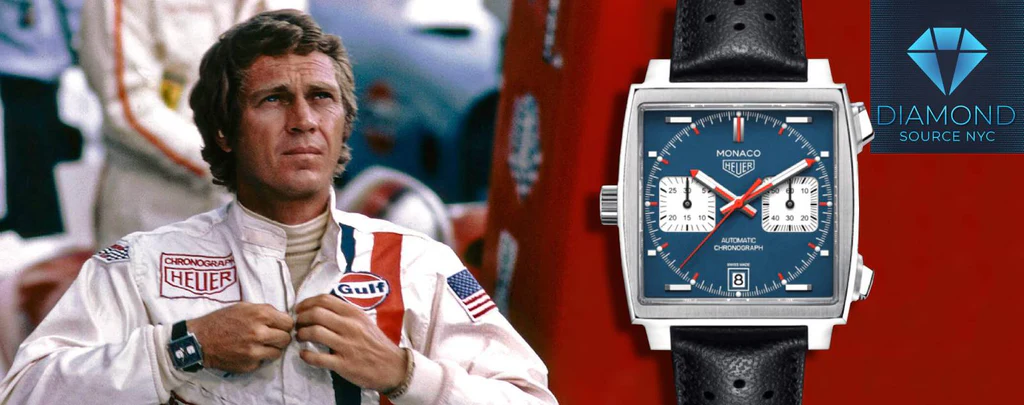 Steve McQueen wearing the Tag Heuer Monaco in Le Mans.