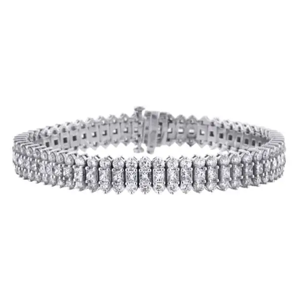 White Gold Three Row Tennis Bracelet