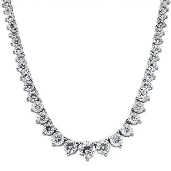 White Gold Graduated Tennis Necklace