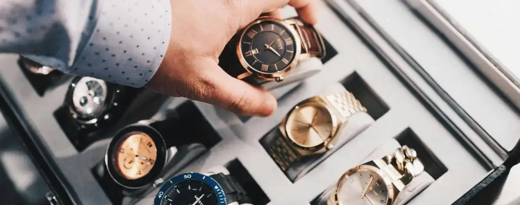 Luxury jewelry and watches collection for sale in a jewelry store