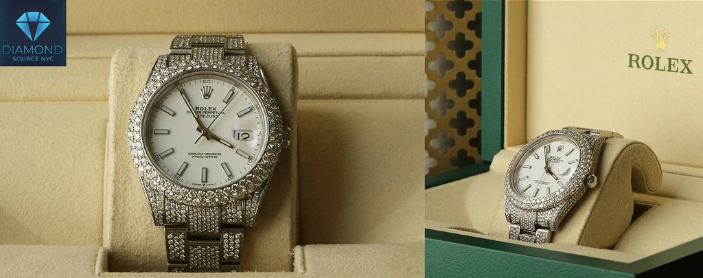 Luxury watches and engagement rings at a Manhattan pawn shop.